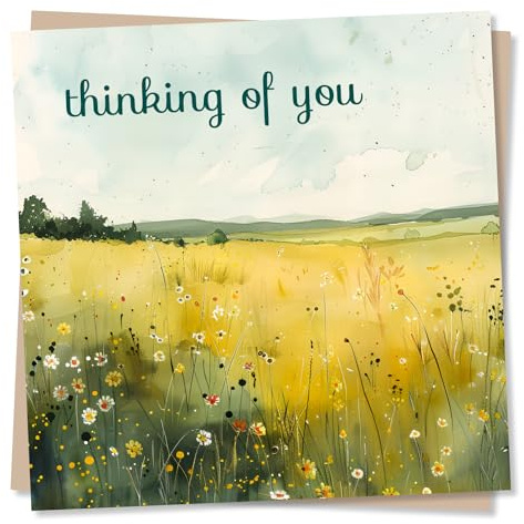 Sympathy Card, Thinking of You, Condolences For Women, Her - Floral Field | for Men, Him, Family, Friend, Colleague, Bereavement, Grief - from All of Us - Meadow, Daisies - Blank Inside, with Envelope