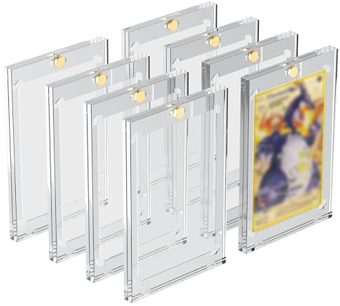 8PCS Proteggi Carte 35PT Acriliche Magnetiche Carte Gradate Porta Carte Magnetico Custodia Carte Trasparente Protezione UV Espositore Carte per Magic, Mtg, Sport, Baseball