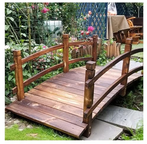 Pont de jardin en bois pour ruisseaux en plein air - Pont de jardin en arche avec balustrades de sécurité - Grand pont décoratif d'étang (taille : 140 x 46 x 60 cm)