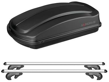 Kit BOX Baule da Tetto auto 330 litri con 2 Barre Portatutto Portapacchi Porta Bagagli (NON ORIGINALE) COMPATIBILE con Panda Cross modello 319 prodotte dal 2014 in poi - N60033 - A2101