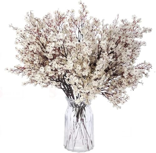 Genérico Flores 3 Unidades de 50 cm Flores Artificiales de Cerezo, Plantas Artificiales Decorativas, Decoracion para Hogar, Bodas, Fiestas, Oficinas, Balcones y Jardines (Blanco)