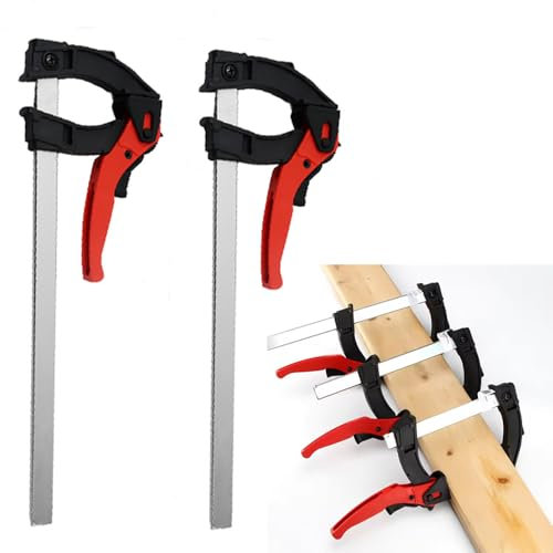 Set di morsetti a vite, Morsetti a Vite,F-Bar Morsetto da Falegname,2 pezzi, Con grandi ganasce a cricchetto in acciaio con profondità della gola regolabile a 57 mm per levigare, tagliare