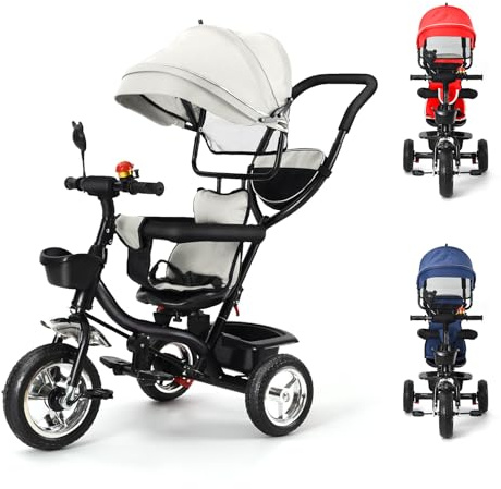 LIUNNCC 5 en 1 Tricycle Bébé Évolutif,Draisienne Évolutif,Trike Bebe,Velo Poussette Bebe Évolutif,Velo Enfant 5 Ans,De 6 Mois,Pliable,Facile À Plier,Accessoires Pratiques