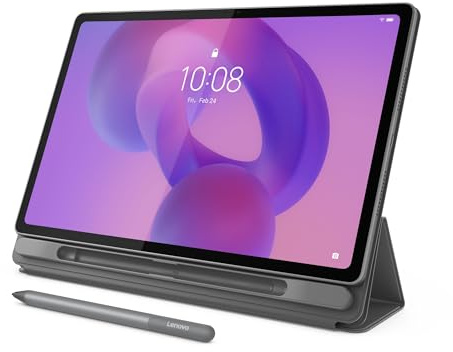 Lenovo Idea Tab Plus - Lightweight Tablet - 12.1″ 2.5K IPS Touchscreen Display - 90Hz - MediaTek Dimensity 6400-8GB Memory - 128GB Storage - Integrated Arm Mali-G57 MC2 - tab Pen & Folio case
