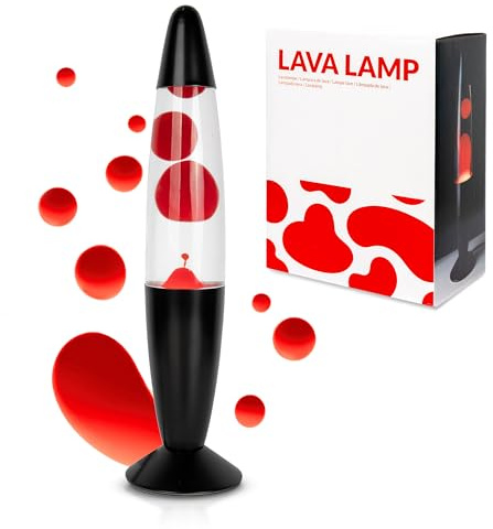 GIFTMARKET – Lampada lava rossa. Lampada da comodino con 2 lampadine incluse, regalo originale per adolescenti. Lampada retrò 34 x 8,5 cm, effetto lava dinamico e divertente.