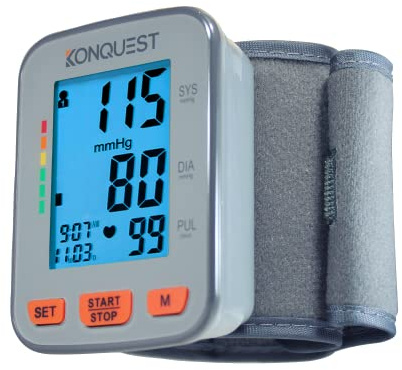 Konquest KBP-2910W Automatic Wrist Blood Pressure Monitor - Accurate - Adjustable Cuff, Large Screen Display - Portable Case - Irregular Heartbeat Detector - Tensiometro