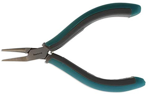 The Beadsmith Simply Modern Half Round/Half Flat Nose Pliers, 5.75 inches (145mm) with Polished Steel Head, Comfortable Contoured Grip Handles and Double-Leaf Springs, Tool for Jewelry Making