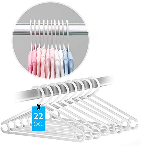 LaLoona Babykleiderbügel Set - 22 Stück Kunststoff Kinderkleiderbügel - schmale Baby und Kinder Kleiderbügel mit rutschfestem Hosensteg - Weiß