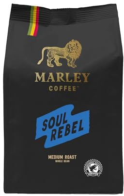 Marley Coffee Soul Rebel Medium Roast Coffee Beans 227g - From The Marley Family - Rainforest Alliance Certified - 227g - Strength 3 - For All Coffee Machines