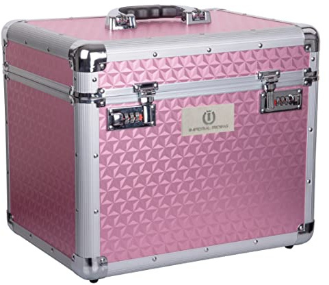Imperial Riding IRHShiny Caja de limpieza con cerradura de combinación, compartimentos ajustables, caja de almacenamiento para herramientas de limpieza, con espejo en la tapa, caja de limpieza de alta