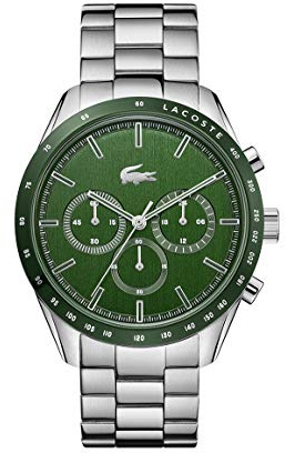 Lacoste Reloj Cronógrafo de Cuarzo para Hombre Colección Boston con Correa de Acero Inoxidable Plateada - 2011080