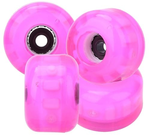 Roues de Planche à roulettes 54mm 82A, 4 Roues de Patinage Clignotantes Roses pour Skateboarder remplaçant Les Roues