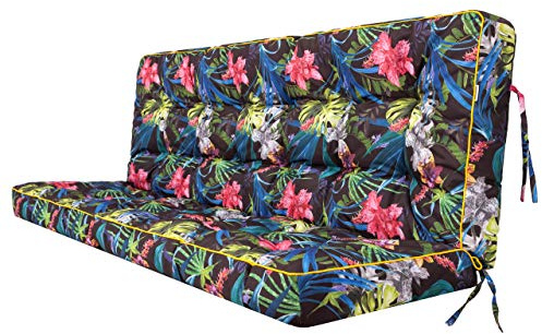 Sitzkissen Bankkissen Bankauflage für Gartenbank Schaukelkissen Bodenkissen Kissen für Hollywoodschaukel Outdoor/Indoor -120 cm - Bunte Bläter