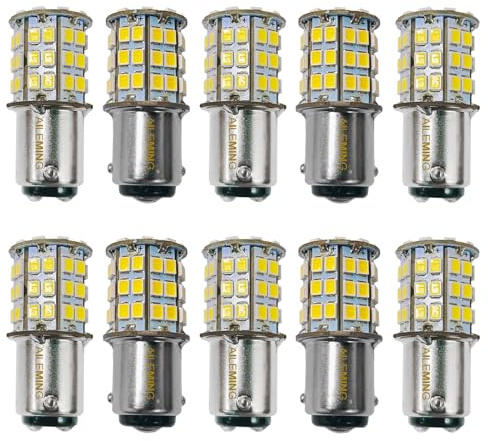 AILEMING Ba15d AC/DC 12-24V 56-2835SMD Lampadina LED Super Luminosa (Bianco caldo, 10 Pezzi)