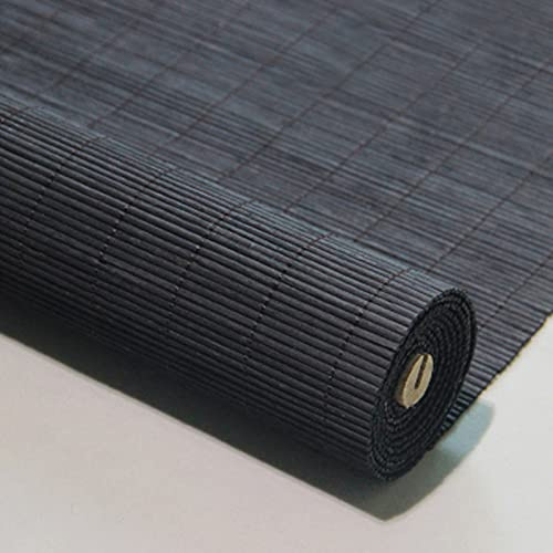 Geovne Black Retro Bamboo Blind, UV Protection Roll Up Blind with Accessories, Natural Breathable (90x160cm/36x63in) for Balconies, Tea Rooms, Studies