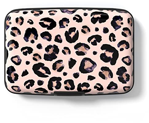 Hsxnam Porte-cartes en aluminium, housse de protection RFID pour cartes de crédit, jolie housse pour cartes de visite pour femmes et hommes, cartes de crédit, carte d'identité, Rose/motif léopard, s