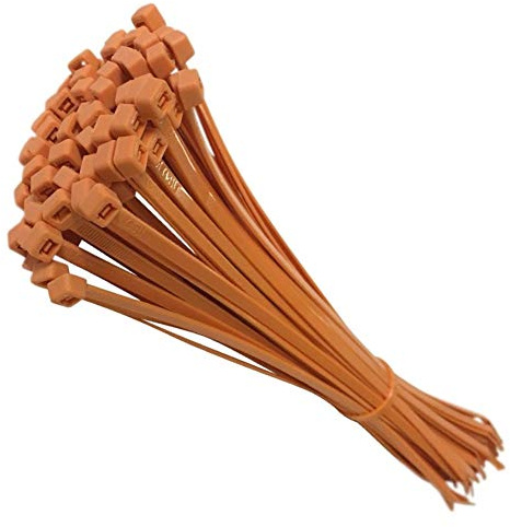 10 knytband fästanordningar tråd dragkedja rem sladd stark nylonplast hållbar (medium 203 mm, orange)