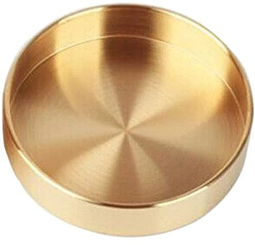 Plateau de rangement rond en laiton pour bijoux, maquillage, articles de toilette, vaisselle de cuisine 14 cm