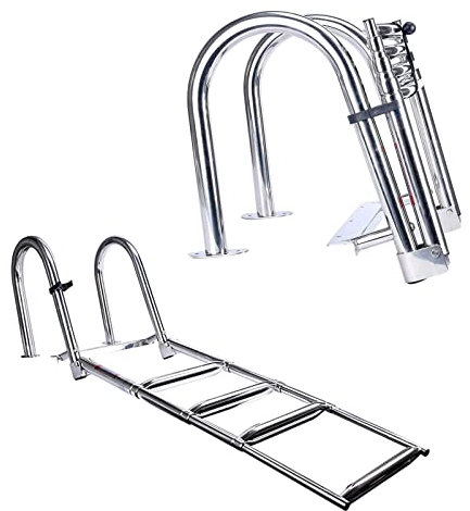Lsoiup Scala per Piscina Scala per Piscina interrata con Gambe Facili da Montare, Sistema di Ingresso e Uscita per Piscine interrate Portata 200 kg Corrimano