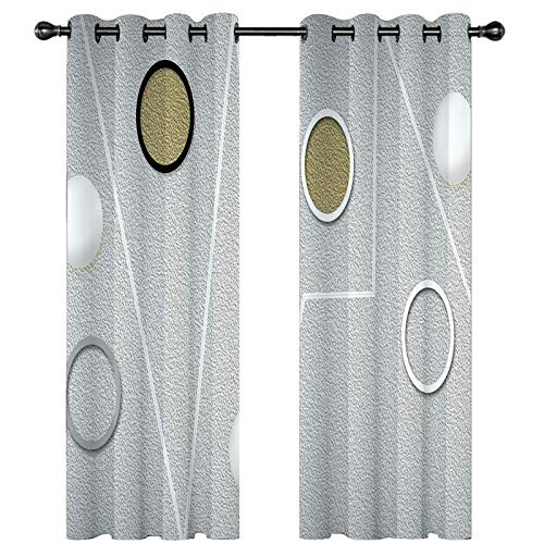 Homxi Blickdichter Vorhang 2er Set,2 x 137W x 183H cm,Blickdichte Gardinen Verdunkelungsvorhang Grau Geometriemuster Ösenvorhang Gardine