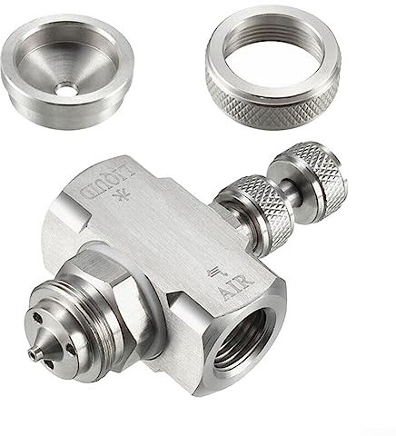 DAZZLEEX Buse d'atomisation de mélange eau-air en acier inoxydable,Buse d'atomisation d'air 1/4BSPT Astuce de pulvérisation en forme de cône de siphon à basse pression