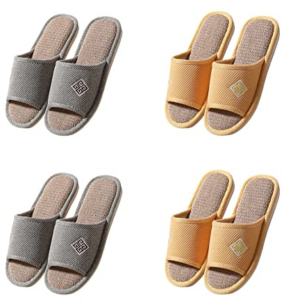 Teceyfeet Set di Ciabatte Ospiti,4 Paia Pantofole Donna Uomo Invernali Scarpe da Casa Home Scarpe Slippers Antiscivolo Ciabatte Casual Unisex Slipper Pantofole per Ospiti