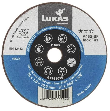 LUKAS-ERZETT 50 x Trennscheibe T41 für Edelstahl 50x1 mm gerade | Bohrung 10 mm | für Geradschleifer- 10x7x7cm