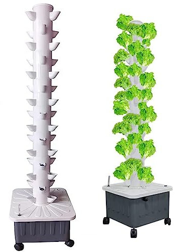 RRraw Torre Idroponica - Sistema di Coltivazione Idroponica per Erbe, Frutta E Verdura da Interni - Torre Aeroponica con Pompa Idratante, Timer, Adattatore