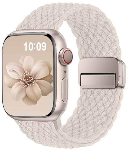 Higgs Armband kompatibla med Apple Watch-armband 40, 41, 38, 44 mm, Ultra 2 49, 46, 45, 42 mm, justerbart elastiskt nylonarmband för iWatch Series 10, 9, SE/2, 8, 7, 6, 5, 4, 3, 2, 1, kvinnor, män