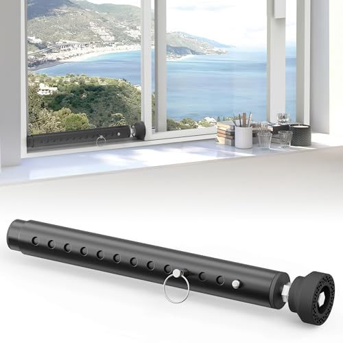 WooFog Adjustable（Short）Window Security Bars for Inside Windows, Window Safety Bars for Sliding/Vertical Windows, Window Guards for Home Security, Anti Theft Jammer Bars for（Small）Window -Black 1 Pcs