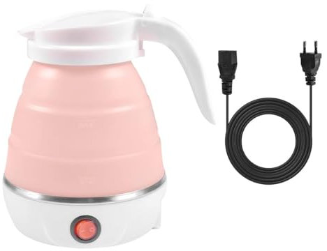 Namvo Bouteille d'eau Pliante, Mini Bouteille d'eau électrique en Silicone de 600 ML avec Base en Acier Inoxydable, Bouteille d'eau de Voyage Portable pour Le Camping, Les Voyages, Les vacan