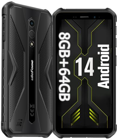 Ulefone Armor X12 Pro Teléfono Móvil Resistente Android 14, Ocho Núcleos, 8GB + 64GB/TF-256GB Resistente a los Golpes IP68K, 4G Doble SIM Rugged Smartphone con 4860mAh, 13MP+8MP, NFC/OTG/GPS, Negro