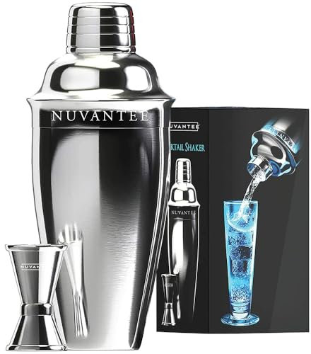 Ensemble shaker à cocktail, mélangeur à martini et boisson de 700 ml avec passoire intégrée, doseur doseur, kit de barman à domicile, shaker à martini en acier inoxydable