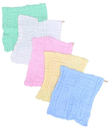 ifundom Asciugamani Quadrati per Viso in Cotone per Ragazzo Ragazza, Set 5 Pezzi, Morbidi 30x30 Cm, Traspiranti e Prelavati, per L’igiene Quotidiana dei Ragazzo Ragazza