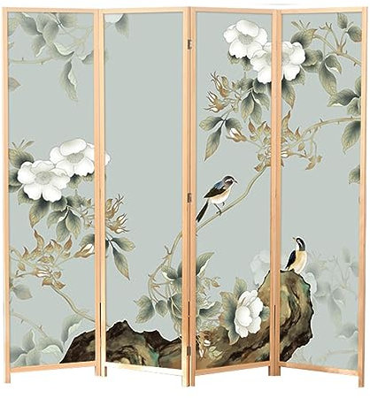 Faltbarer Paravent mit Holzrahmen, Raumteiler, 1,8 x 2 m hoch, bodenstehend, Schlafzimmer-Trennwände, 4 Bretter, 50 cm breit, mit Regal, Größe C, 4 Paneele, Höhe 180 cm