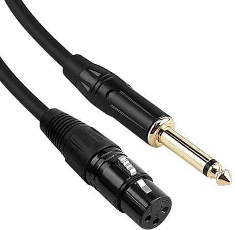2M XLR to 1/4 Jack Microphone Lead, 3Pin XLR Female to 6.35mm Jack TS Mono Mic Lead Mic Cord Microphone Cable Audio Cable for Speakers Dynamic Microphone Mixer Audio Sound Consoles Power Amplifier