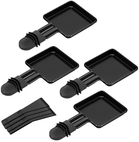 Gatphy 4 sartenes para raclette, antiadherente, cuadradas (pala de nailon, negro)