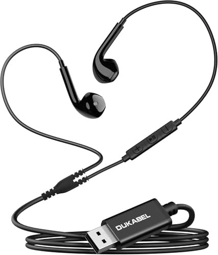 coalwop Casque de Jeu USB Earbuds Intra-Auriculaire avec Microphone MEMS et Contrôle du Volume, Casque Antibruit PC pour PS4 PS5 2,5 m pour Bureau Skype Live et Gaming