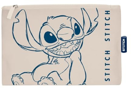 ARDITEX, Neceser Stitch, Bolsa de Aseo Lilo y Stitch, Neceser de Tela con Cremallera, Ideal para Organizar Cosmeticos o Pequeñas Cosas, Algodón Resistente, 22.5 x 16 Cm