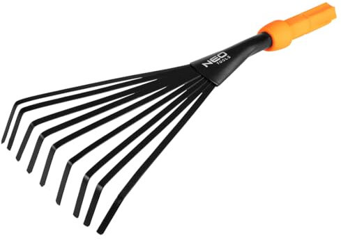 NEO TOOLS Piccola scopa a ventaglio per sistema NEO Click – Rastrello da giardino compatto in acciaio al carbonio di alta qualità | Strumento versatile per la cura delicata del pavimento