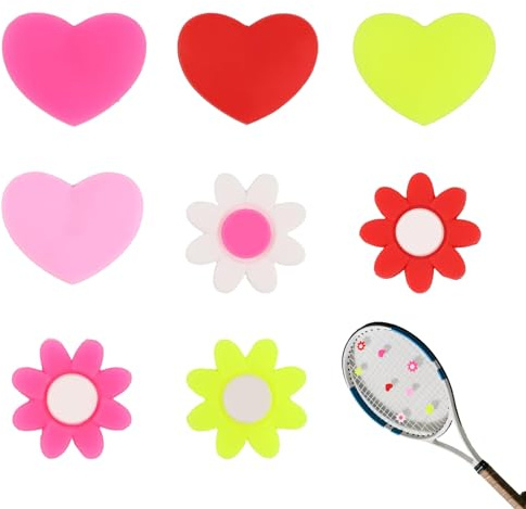 8 Stück Tennis Dämpfer,Silikon Dämpfer Tennisschläger,Süße Blumen Und Herzform Tennis Zubehör,Lustige Vibrationsdämpfer,Kinder Tennisschläger Dampener,für Tenniss,Badmintonschläger Junge Und Mädchen