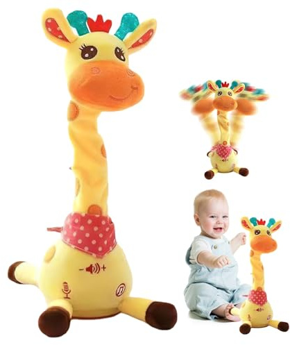 Juguete de jirafa bailando de 35 cm, juguetes educativos de jirafas que bailan, cantan, hablan, graban y repiten, juguetes de animales de peluche interactivos de jirafas, juguetes de peluche de jirafa