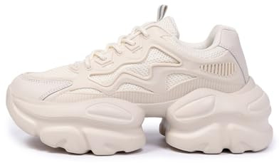 LUXGO Damsneakers, beige, modern, plattform, sko, svart, pappa, skor, bekväma, fritid, promenadskor
