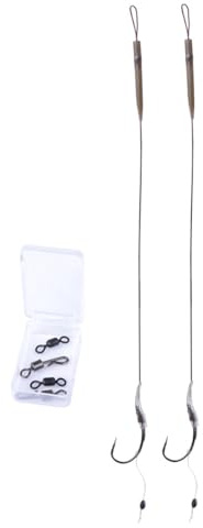 FOLANDO 2pcs European Carp Fishing Rigs with Rubber Tail Protection | 20lb Anti-Tangle Leader | High Carbon Steel Hooks | Ready-to-Use Carp Leader Set