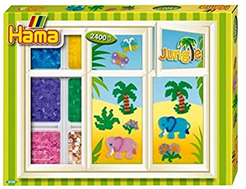 Hama 3720 - Original Bügelperlen Kreativbox Dschungel, ca. 2400 Perlen, 3 Stiftplatten und Zubehör