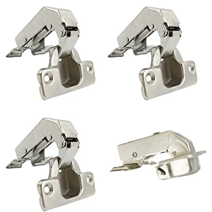 LIKERAINY 95 Grad Kurzes Stollenscharnier Stollenband 35mm mit Dämpfung Topfscharnier Küche Topfband mit Schließautomatik für Schranktür Scharnier für Küchenschrank Möbel 4 Stück