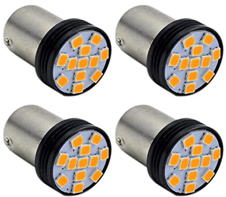Ruiandsion confezione da 4 lampadine LED 12V BAU15S, chip LED 2835 12SMD, luci gialle/ambra per retromarcia, indicatori di direzione e fanali posteriori