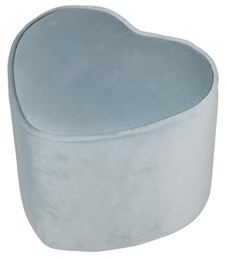 roba Barnpall Lil Sofa i hjärtform - Bekväm pall i blått sammetstyg - Stoppmöbler Pouf för barnrum - Sits höjd 24 cm