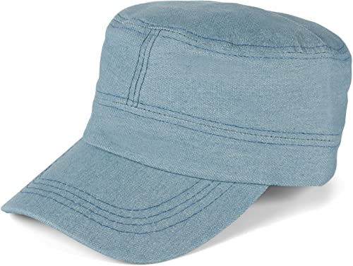 styleBREAKER Gorra Militar Unisex en Jeans ópticos, Denim, ejército, Ajustable por Clic y presión 04023084, Color:Azul Claro