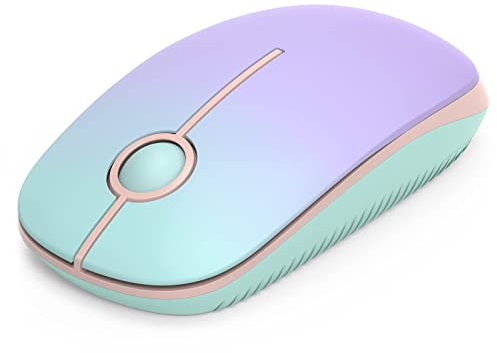 Seenda Wireless Mouse, 2.4GHz Silent Mouse with USB Receiver, 18 month battery life, 1600 DPI Optical Tracking, Portable Computer Mice for Laptop PC Notebook- Mint Green gradient Purple